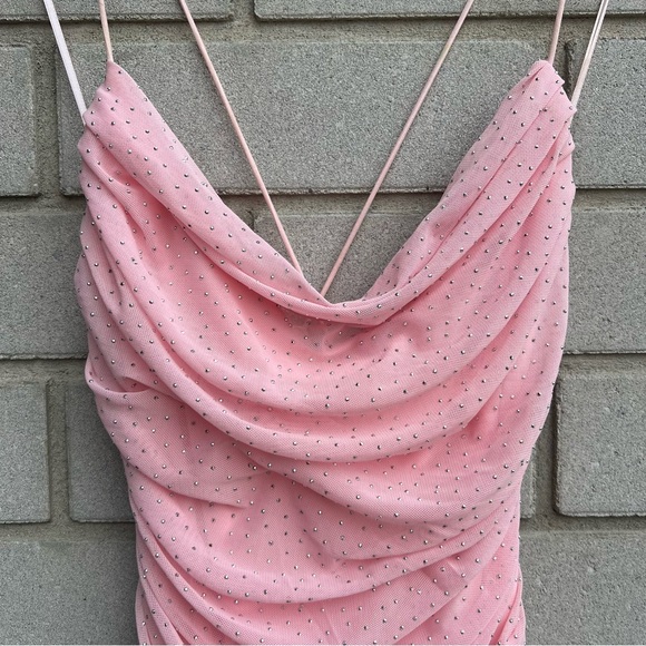 Pink Studded & Ruched Mini Dress - Picture 6 of 6